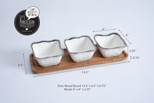 Load image into Gallery viewer, Entertaining 4 Piece Set - White Bowls with Silver Trim
