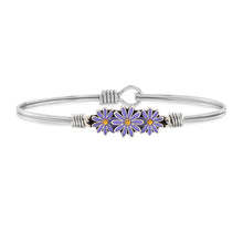 Load image into Gallery viewer, Luca+ Danni Cancer Awareness Daisy Bangle Bracelet - Petite/Silver Tone
