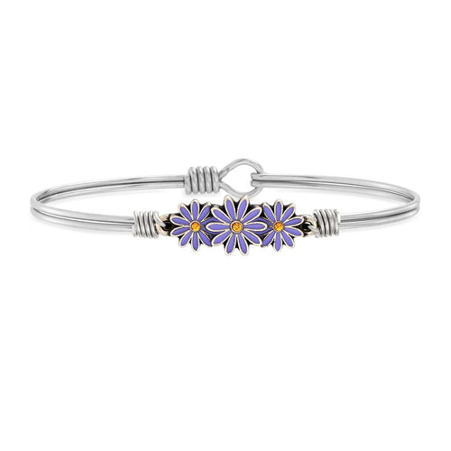 Luca+ Danni Cancer Awareness Daisy Bangle Bracelet - Petite/Silver Tone