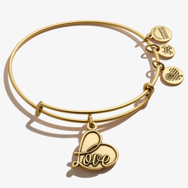 Alex and Ani Fall in Love Color Infusion Charm Bangle Bracelet - Shiny Gold  Finish