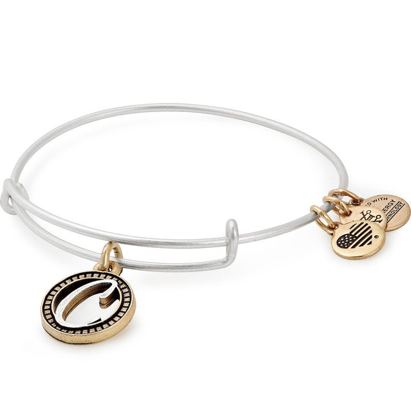 Alex and Ani Initial D II Bangle Two Tone Silver