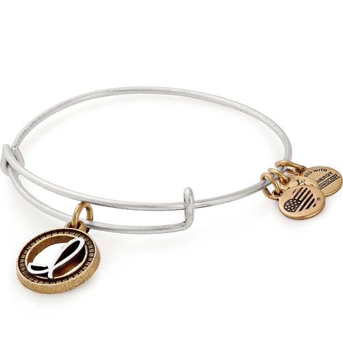 Alex and Ani Initial I II Bangle Two Tone Silver