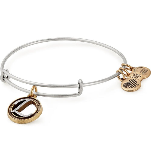 Alex and Ani Initial L II Bangle Two Tone Silver