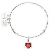 Load image into Gallery viewer, January Scarlet Birthstone Charm Bangle With Swarovski® Crystals Shiny Silver
