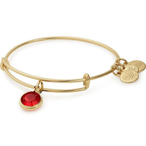 Alex and Ani - July Light Siam Birthstone Charm Bangle With Swarovski® Crystals Shiny Gold
