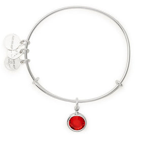 July Light Siam Birthstone Charm Bangle With Swarovski® Crystals Shiny Gold