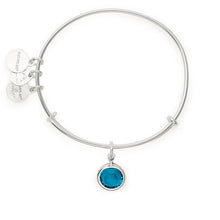 Load image into Gallery viewer, December Blue Zircon Birthstone Charm Bangle With Swarovski® Crystals Shiny Silver
