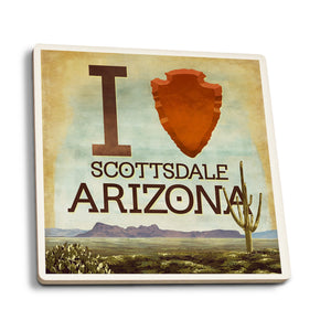 Ceramic Coaster - Scottsdale, Arizona, I Heart Scottsdale