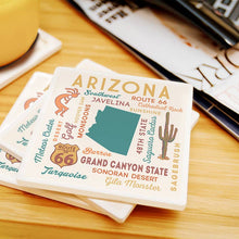 Load image into Gallery viewer, Ceramic Coaster - Arizona Typography and Icons
