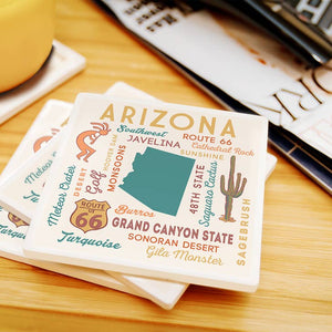 Ceramic Coaster - Arizona Typography and Icons