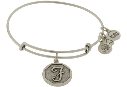 Alex and Ani Initial F Bangle Silver