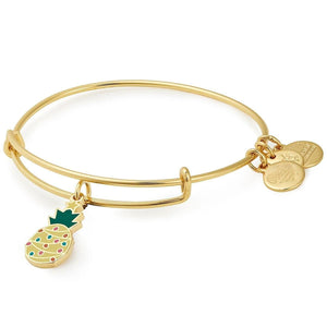 Alex and Ani Christmas Pineapple Charm Bangle Shiny Gold
