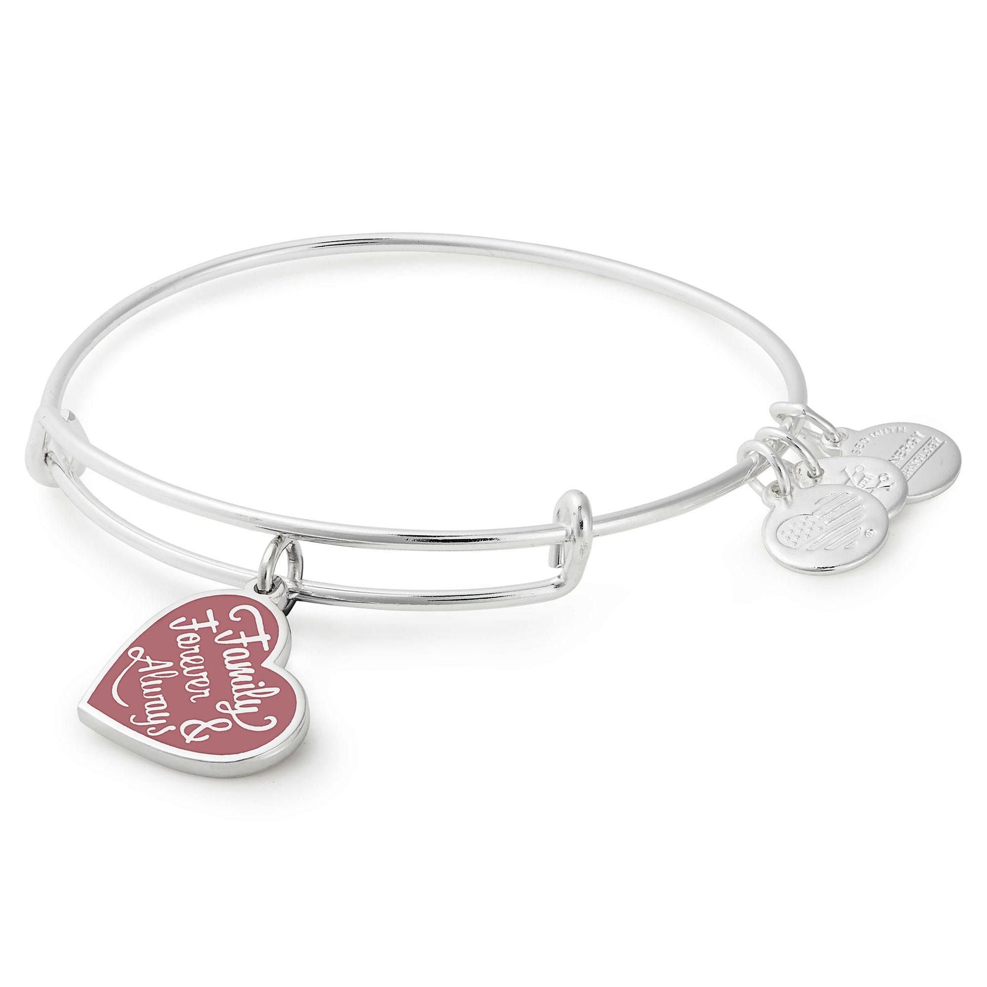 Family Forever Always Charm Bangle Shiny Silver