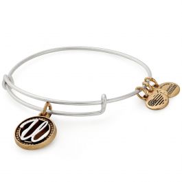 Alex and Ani Initial U II Bangle Two Tone Silver
