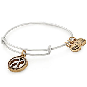 Alex and Ani Initial X II Bangle Two Tone Silver