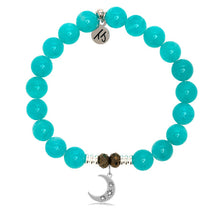 Load image into Gallery viewer, Aqua Amazonite Stone Bracelet with Friendship Stars Sterling Silver Charm
