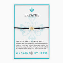 Load image into Gallery viewer, My Saint My Hero Breathe Blessing Bracelet Black with Gold medal
