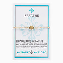 Load image into Gallery viewer, My Saint My Hero Breathe Blessing Bracelet Metallic Gold with Gold medal medal
