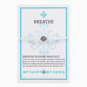 My Saint My Hero Breathe Blessing Bracelet Metallic Silver with Silver medal