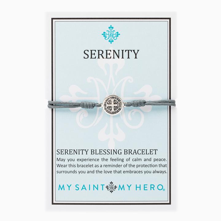My Saint My Hero Serenity Blessing Bracelet Slate with Silver medal