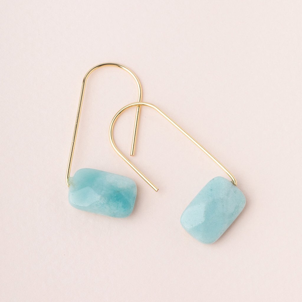 Floating Stone Earring - Amazonite/Gold