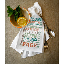 Load image into Gallery viewer, Arizona, City Names, Typography Tea Towel
