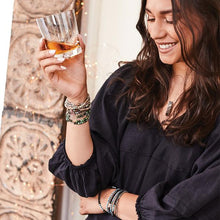 Load image into Gallery viewer, Stone Wrap - Tourmaline &amp; Smoky Quartz - Stone Duo Wrap Bracelet/Necklace and Pin
