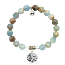 Load image into Gallery viewer, Blue Calcite Stone Bracelet with Cactus Sterling Silver Charm
