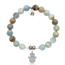 Load image into Gallery viewer, Blue Calcite Stone Bracelet with Hamsa Sterling Silver Charm
