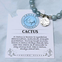 Load image into Gallery viewer, Blue Quartzite Stone Bracelet with Cactus Sterling Silver Charm
