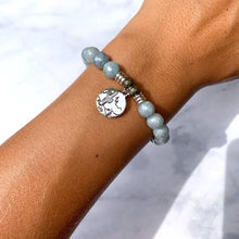 Load image into Gallery viewer, Blue Quartzite Stone Bracelet with Cactus Sterling Silver Charm
