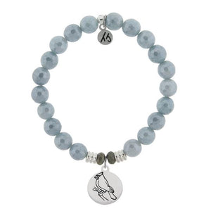 Blue Quartzite Stone Bracelet with Cardinal Sterling Silver Charm