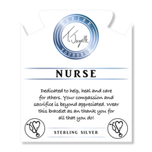 Load image into Gallery viewer, Blue Quartzite Stone Bracelet with Nurse Sterling Silver Charm
