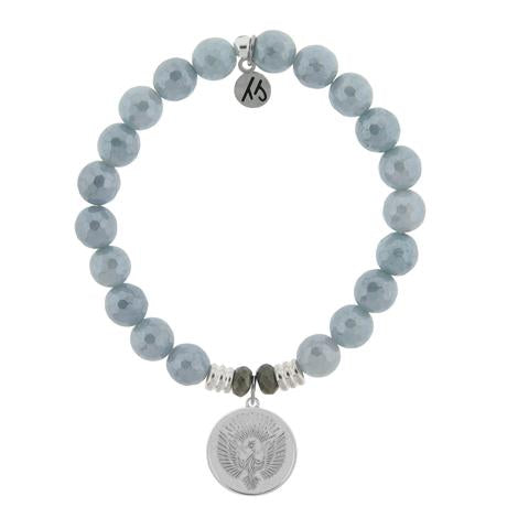 Blue Quartzite Stone Bracelet with Phoenix Sterling Silver Charm