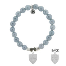 Load image into Gallery viewer, Blue Quartzite Stone Bracelet with Shield of Strength Sterling Silver Charm
