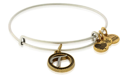 Alex and Ani Initial T II Bangle Two Tone Silver