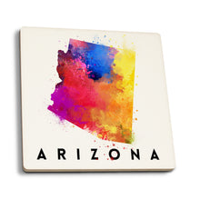 Load image into Gallery viewer, Ceramic Coaster - Arizona, State Abstract Watercolor
