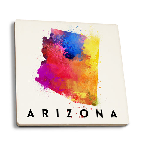 Ceramic Coaster - Arizona, State Abstract Watercolor