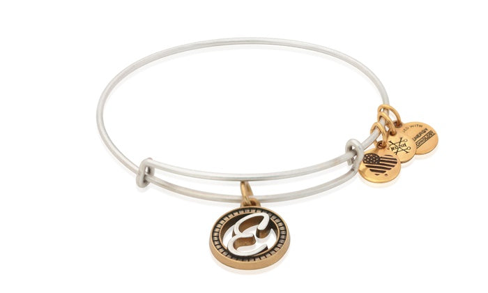 Alex and Ani Initial E II Bangle Two Tone Silver