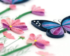 Quilled Birthday Flowers & Butterflies Card