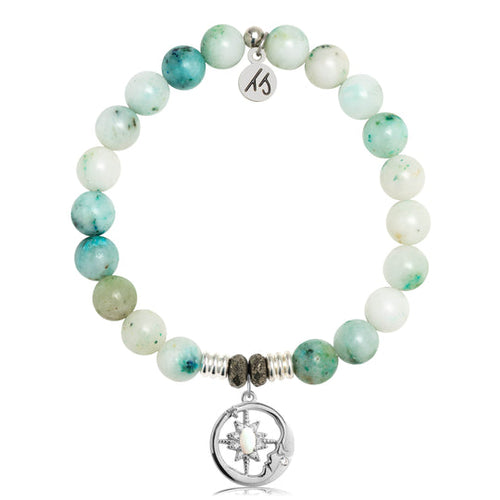 Caribbean Quartzite Stone Bracelet with Moonlight Sterling Silver Charm