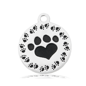 Caribbean Quartzite Stone Bracelet with Paw Print Sterling Silver Charm