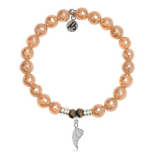 Load image into Gallery viewer, Champagne Agate Stone Bracelet with Angel Blessings Sterling Silver Charm
