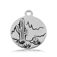Load image into Gallery viewer, Champagne Agate Stone Bracelet with Cactus Sterling Silver Charm
