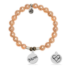 Load image into Gallery viewer, Champagne Agate Stone Bracelet with Mom Endless Love Sterling Silver Charm
