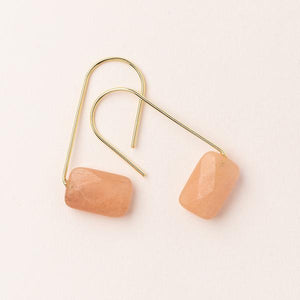 Floating Stone Earring - Sunstone/Gold