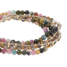 Load image into Gallery viewer, Stone Wrap - Tourmaline &amp; Smoky Quartz - Stone Duo Wrap Bracelet/Necklace and Pin
