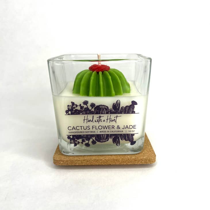 Cactus Flower & Jade Soy Wax Candle - Barrel 10oz