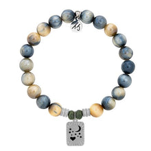 Load image into Gallery viewer, Dream Tiger&#39;s Eye Stone Bracelet with Moon and Back Sterling Silver Charm
