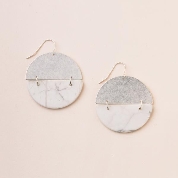 Stone Full Moon Earring - Howlite/Silver